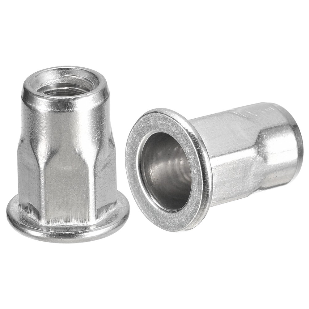 M6 Half Hex Body Rivet Nut, 60pcs 304 Stainless Steel Threaded Insert Nuts