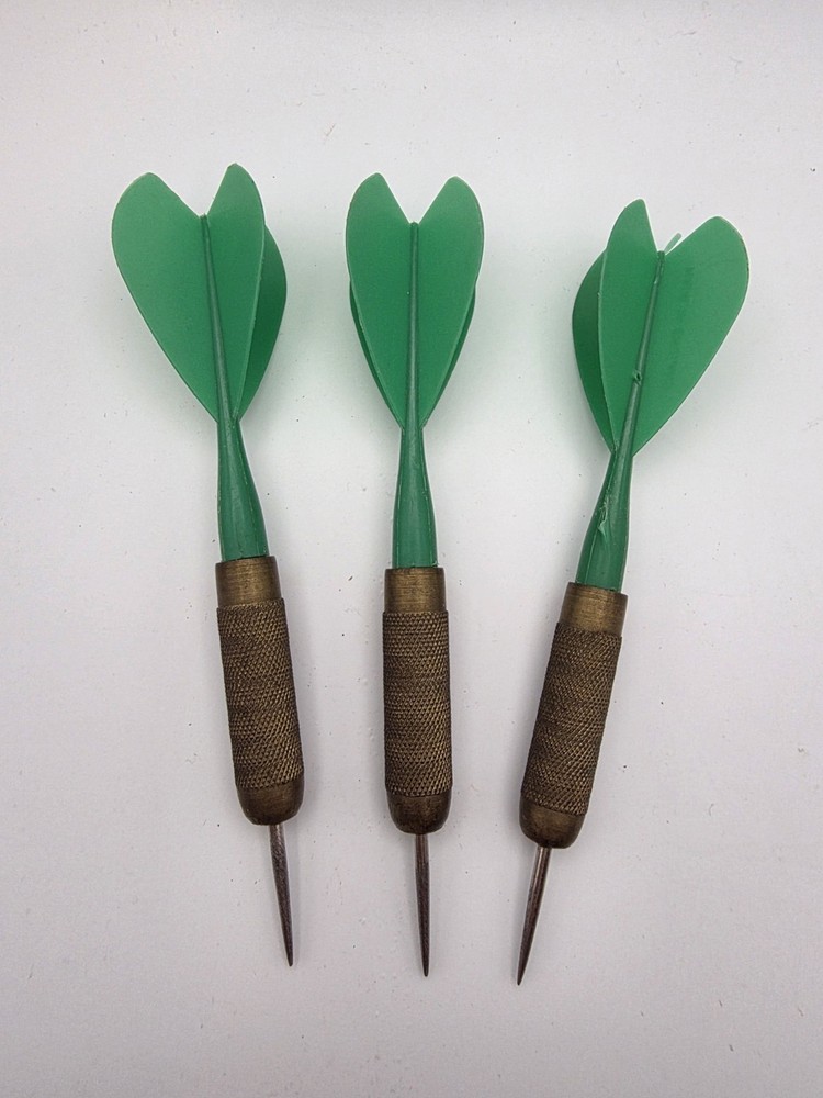 Vintage Brass Darts Green Flights