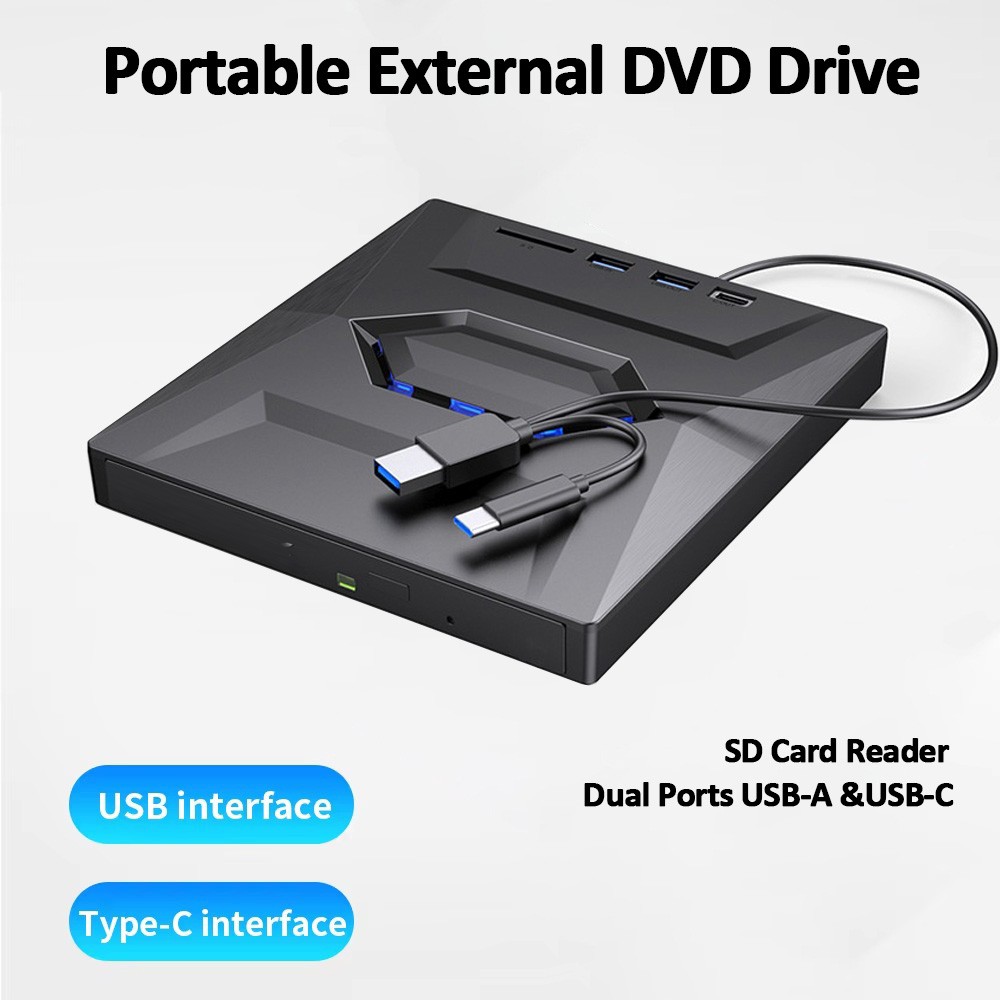 External CD DVD Drive Reader Writer CD Burner USB3.0 Type-C for PC Windows 11 10