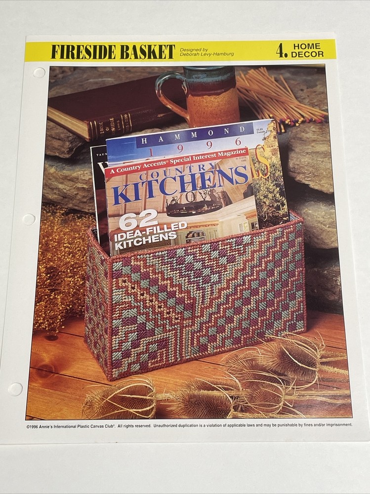 Fireside Basket Magazine Holder Annie's Plastic Canvas Pattern
