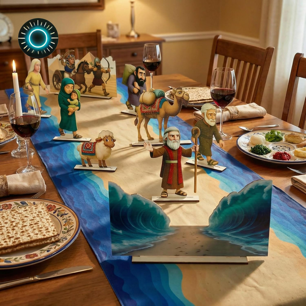 Passover Decorations Set – 9PCS Double-Sided Wooden Passover Figurines with Thic