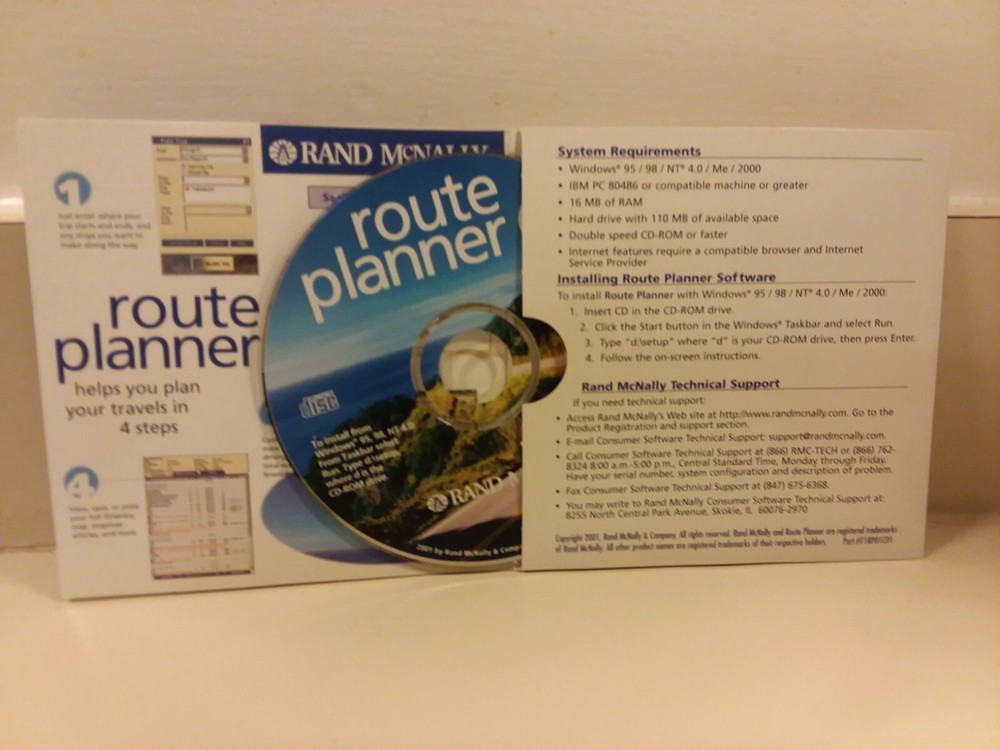 Rand McNally Route Planner Trip Planning Software CD Rom 2001