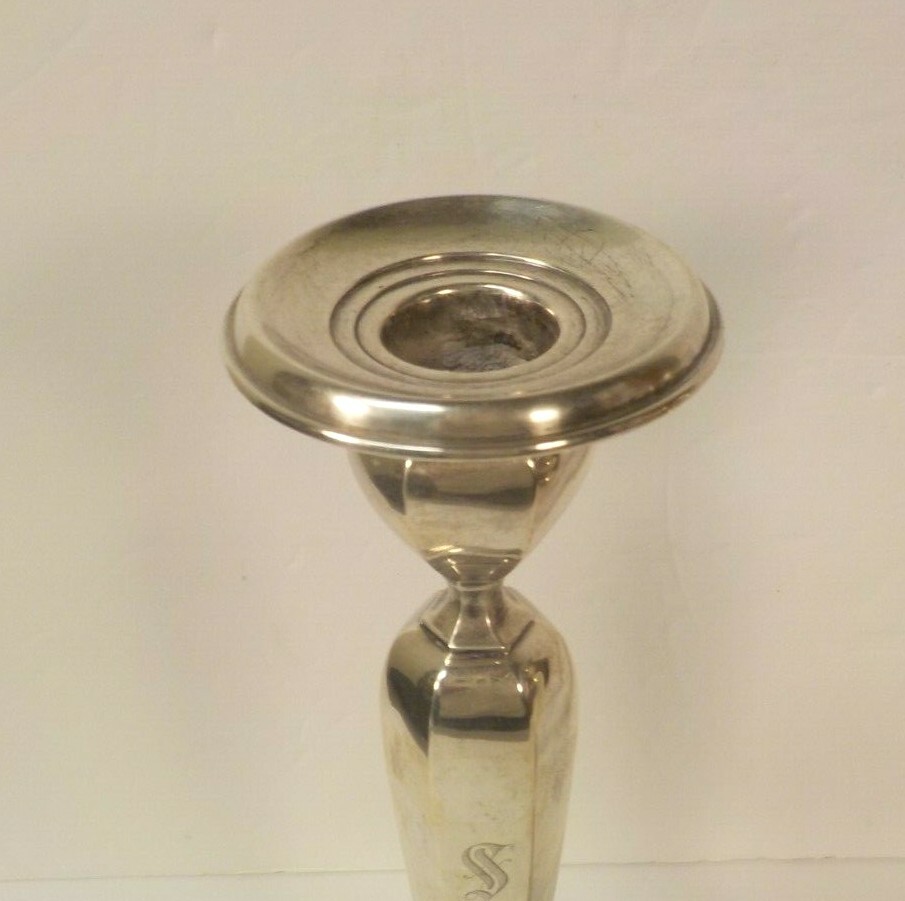 Set/4 WATSON Sterling Silver 10.25" Candlesticks, Monogram "S"