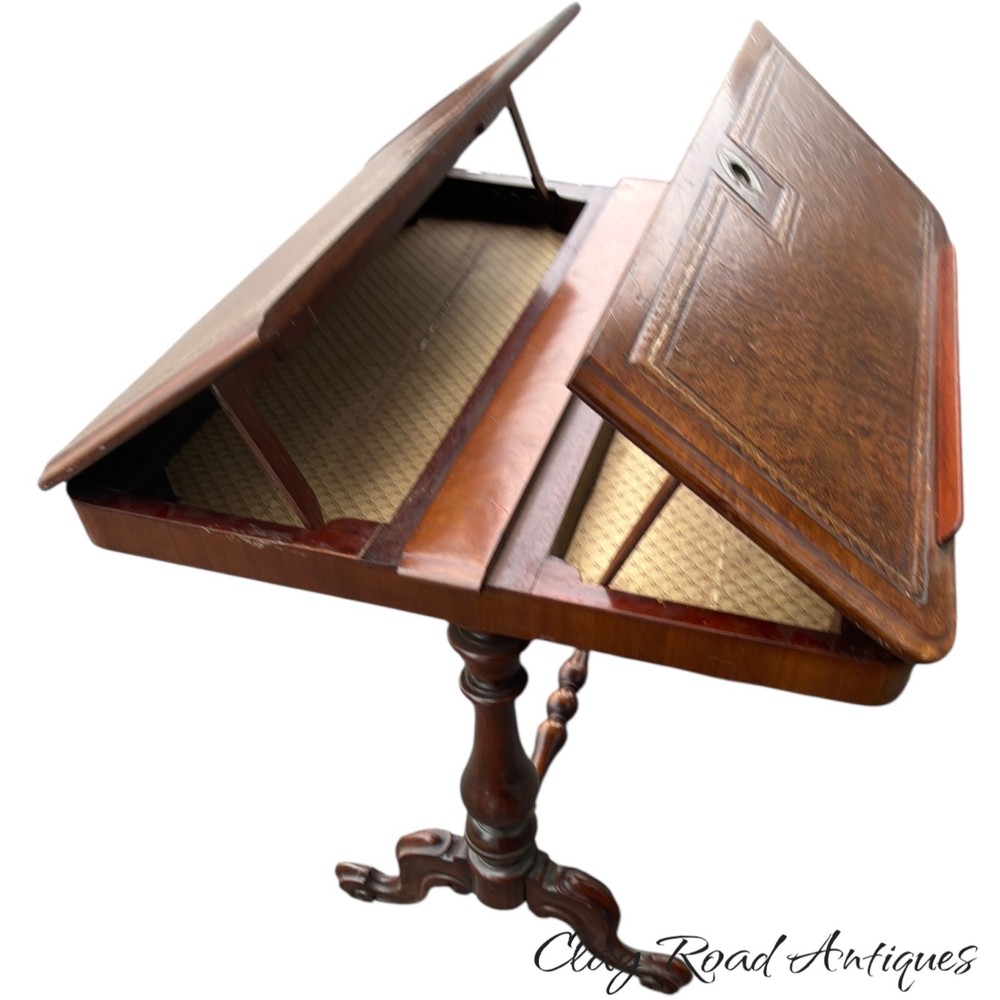 Antique Regency writing reading table combination drawing leather top 19th