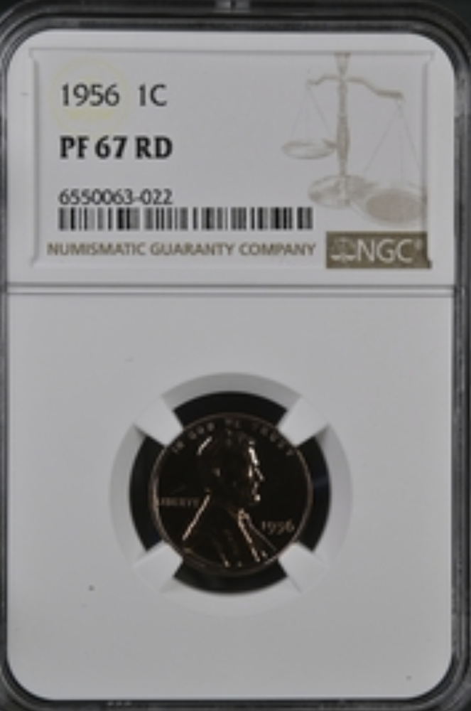 1956 Proof Lincoln Wheat Cent NGC PF 67 RD