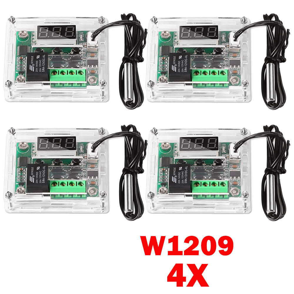 4PC W1209 DC12V Digital Thermostat Temperature Control Switch Sensor With Case