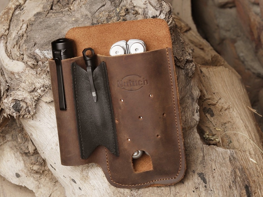 NUTUCH Leather EDC Multitool Sheath | Leather EDC Organizer | Flashlight Holster