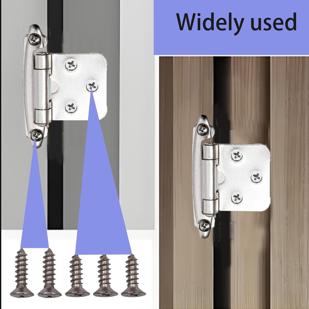 3 Pair -6 Pcs 1/2 Overlay Matte Silver Cabinet Hinges Self Closing Bath Kitc...