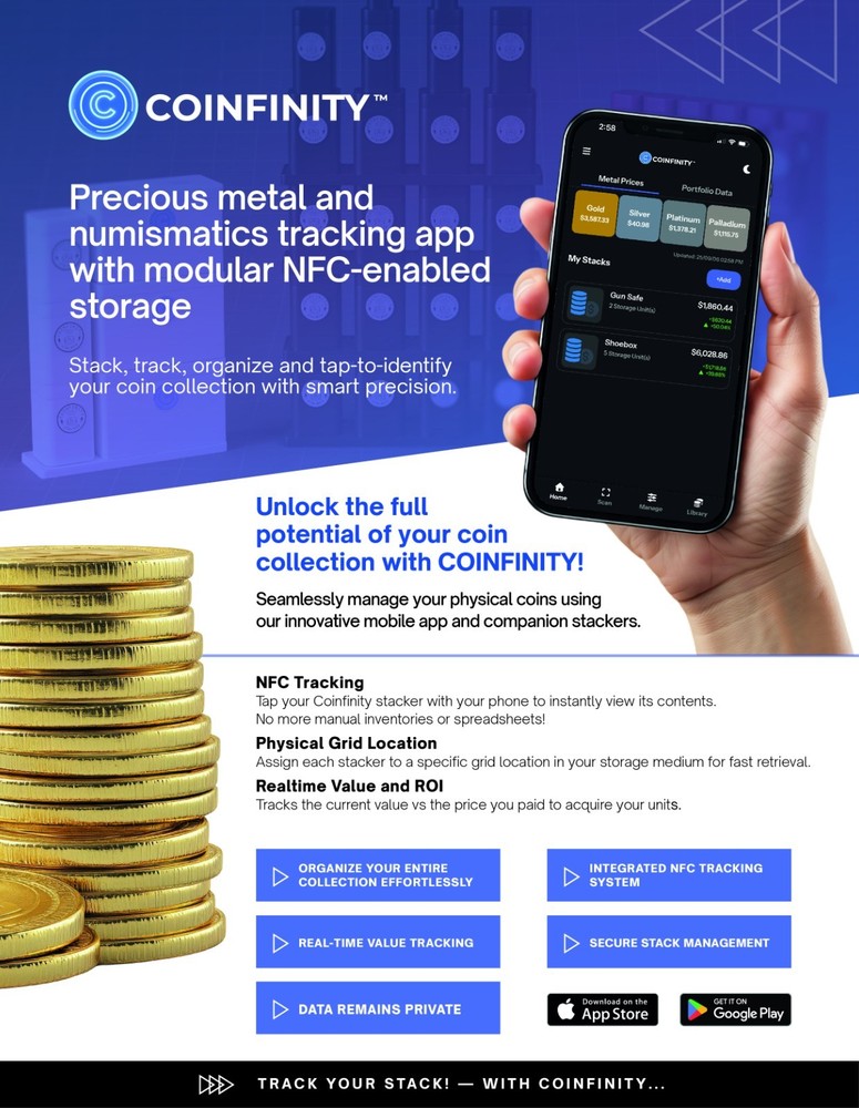 Coinfinity 38.5 mm Stacker | Modular Magnetic Storage for Silver Coins