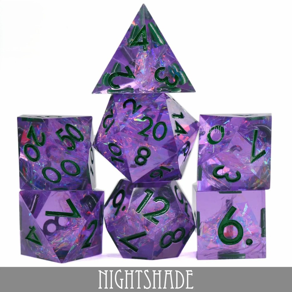 Dice Set - Nightshade - Handmade - 7 Resin Dice