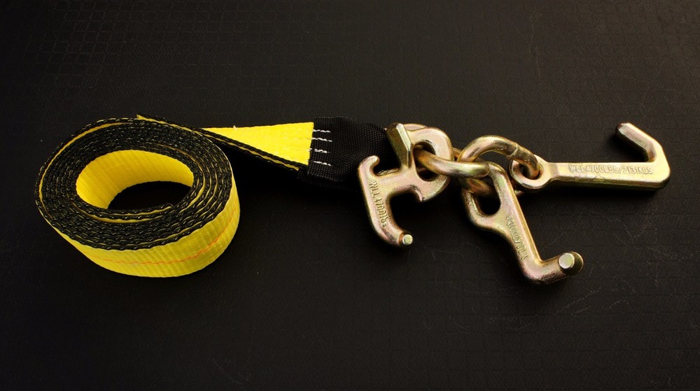 2 RTJ Cluster Hook 2" Ratchet Strap w Snap Hook f Flatbed Tow Truck Car Trailer