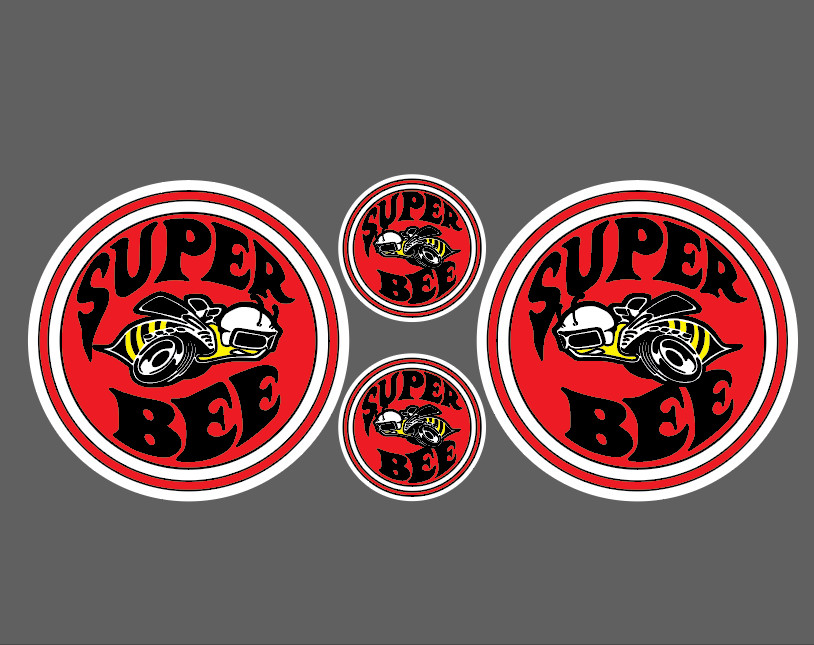 Super Bee Vinyl Red Reverse Facing Decal Sticker Window  4 for 1 choose size