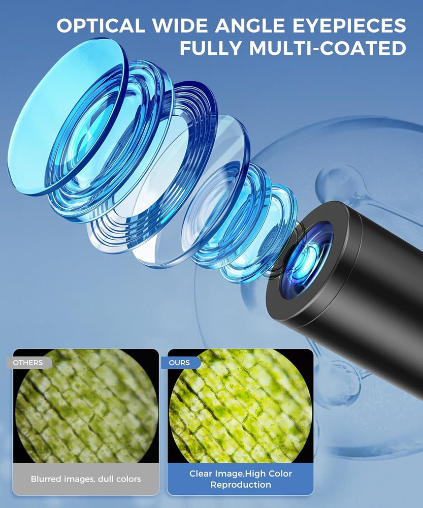 Compound Microscope for Adults & Students - 100X-2000X High-Power Biological Mic