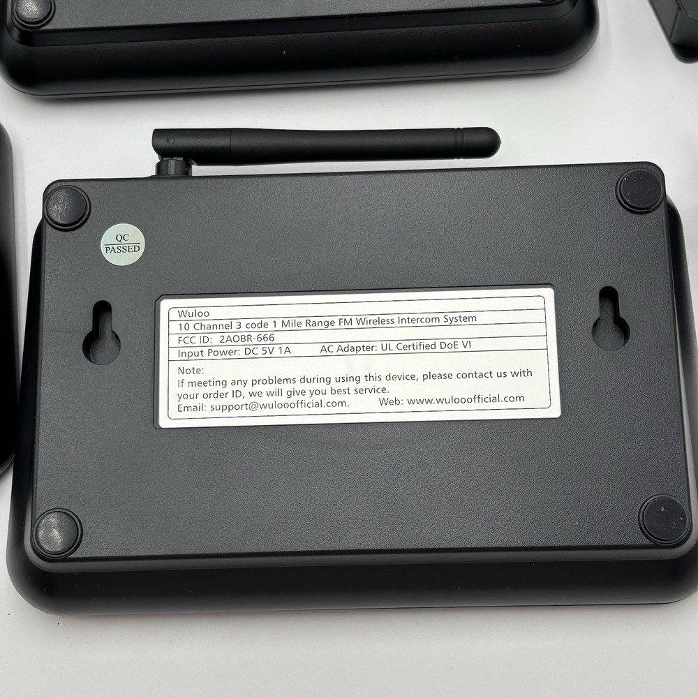 Wuloo Wireless Intercom System for Home 10 Channel 3 Code 1 Mile Range - 4 Sets