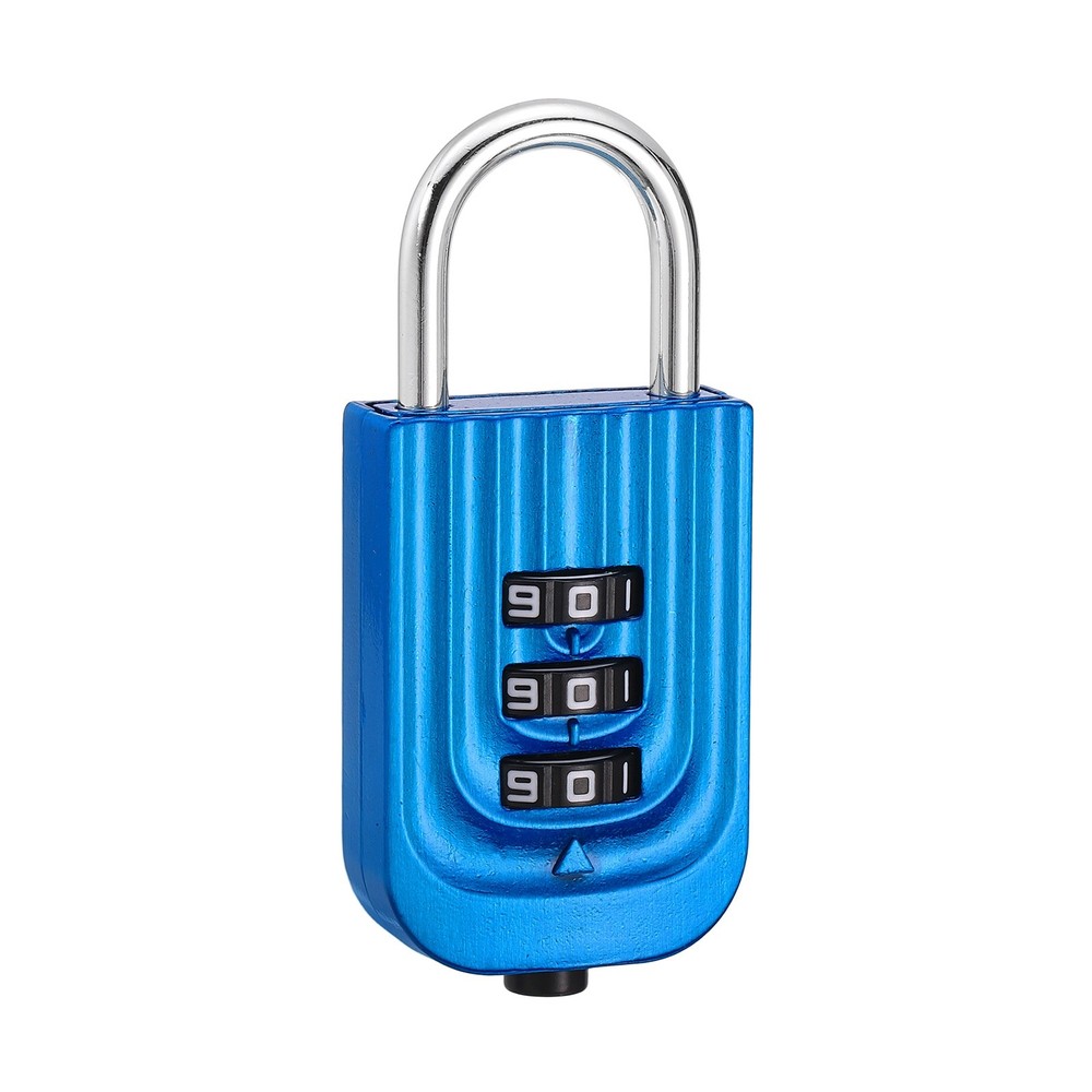 Resettable 3 Digit Combination Lock Code Padlock, Blue (65 x 30mm)