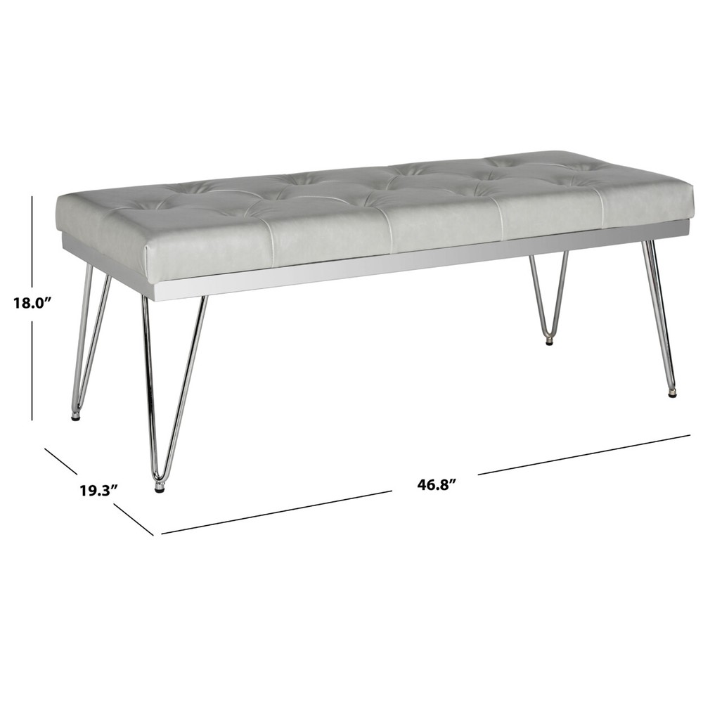 SAFAVIEH Marcella Bench | Grey / Chrome |