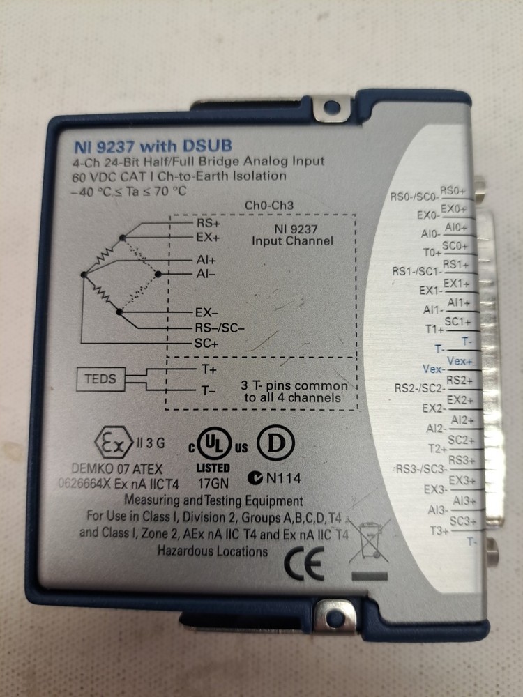 National Instruments NI 9237 w/ DSUB Bridge Analog Input Module USED