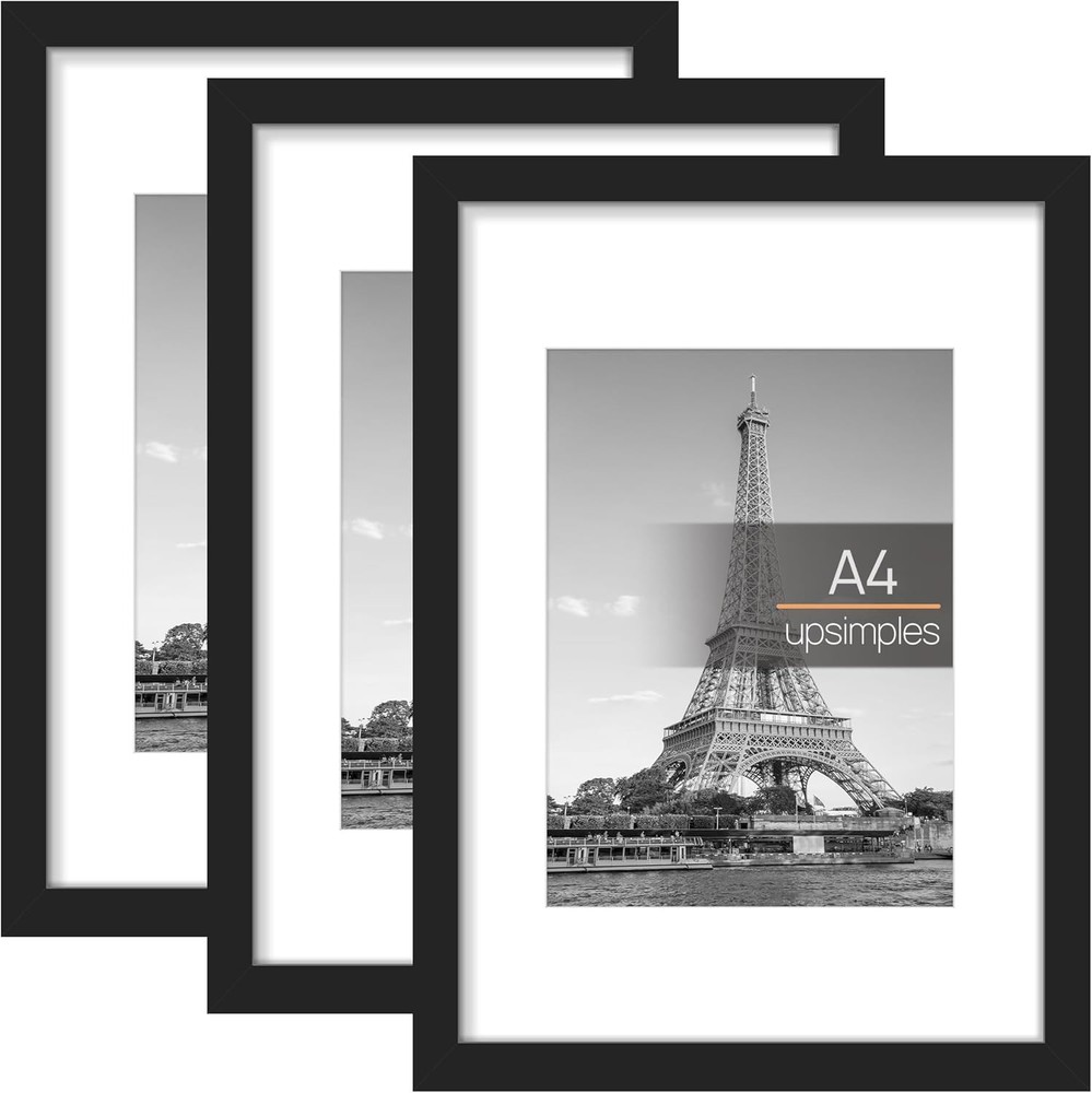 3 Pack A4 Picture Frame, A4 Black Picture Frames 21 X 29,7 cm, Frame Wall