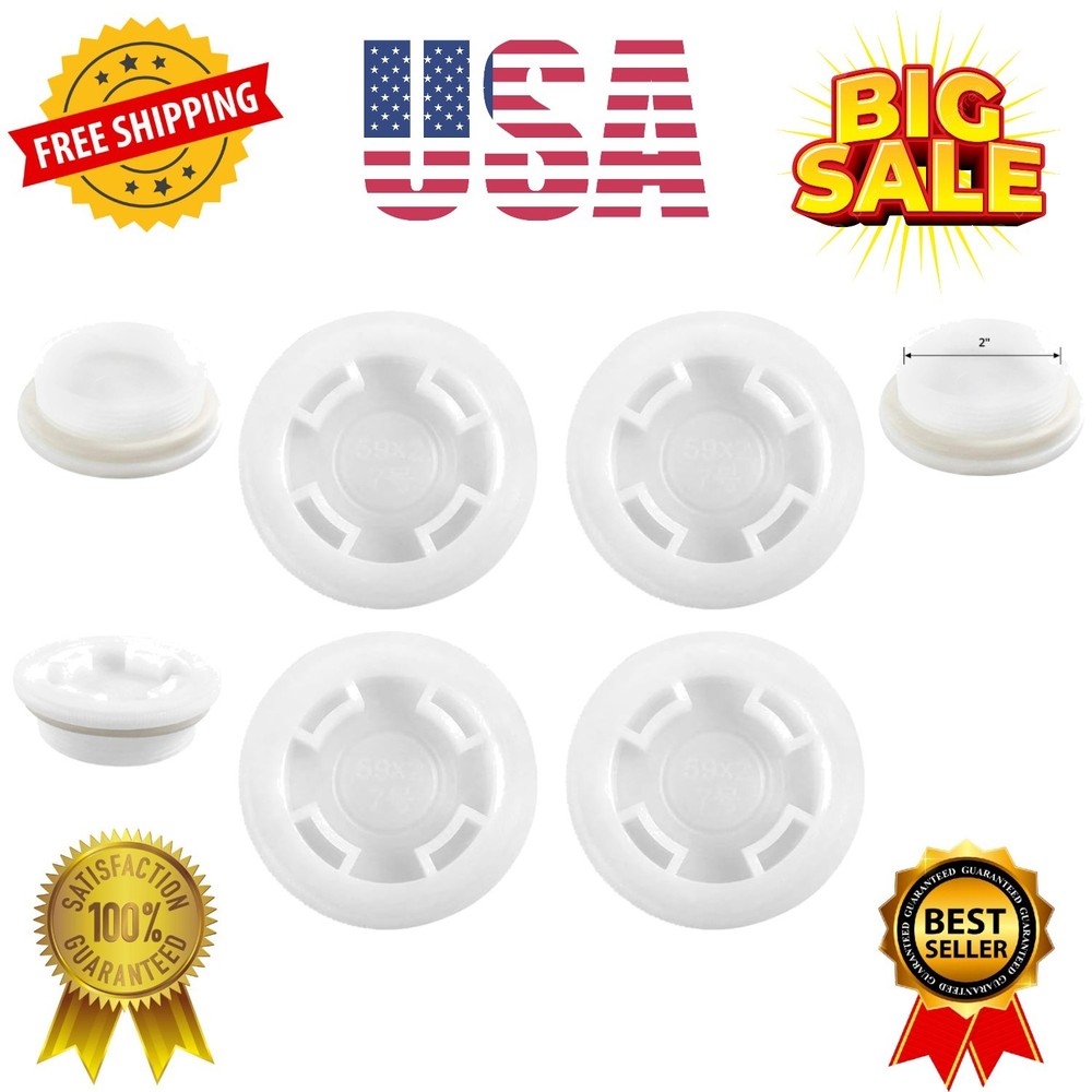 Bung Cap with 2" Thread Size for 55 Gallon Plastic Drums, 4 Pack Poly Buttres...