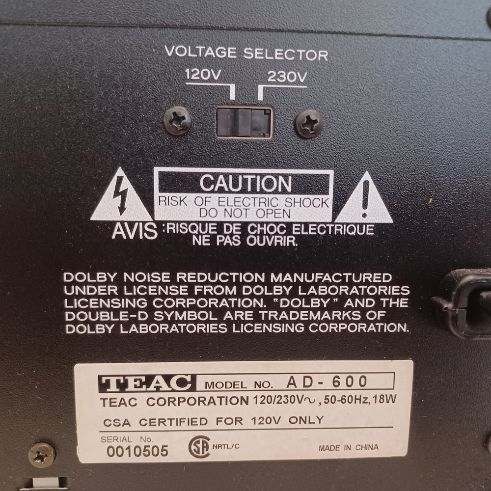 TEAC AD-600 Cassette CD Player Changer Combo - Untested / Powers On