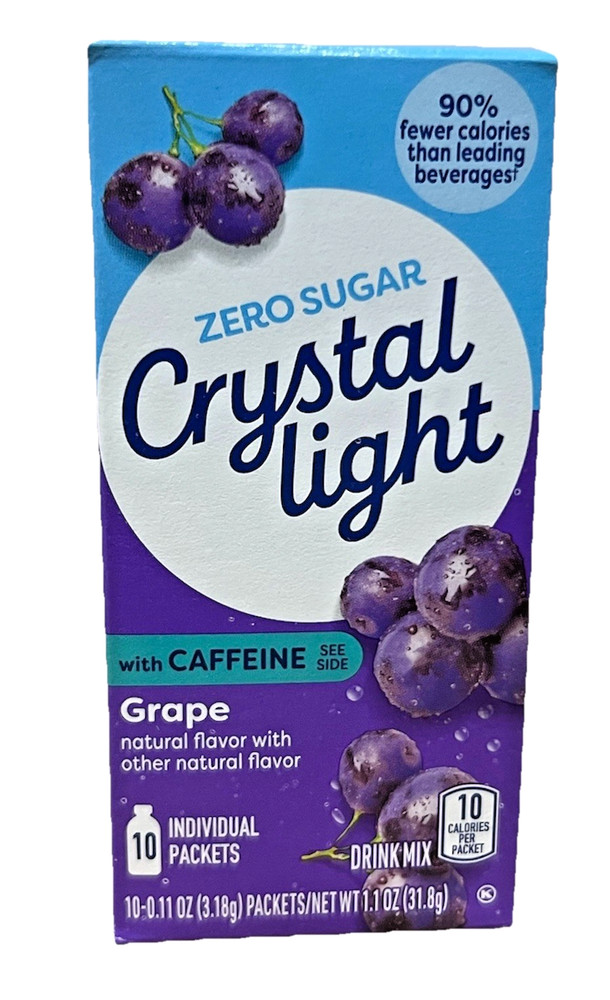 Crystal Light Zero Sugar with Caffeine Grape Drink Mix Packets 1.1 oz
