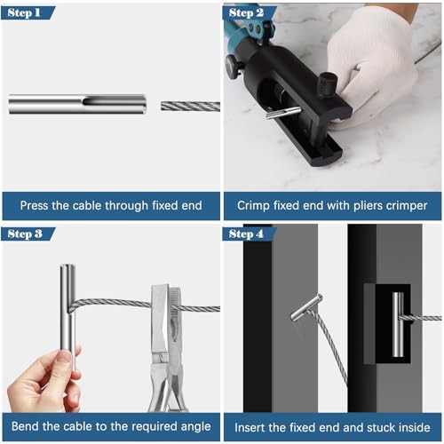 40 Pack/8" Invisible Cable Railing Kit Terminal 36" 1 Toggle Anchor-40 Pack
