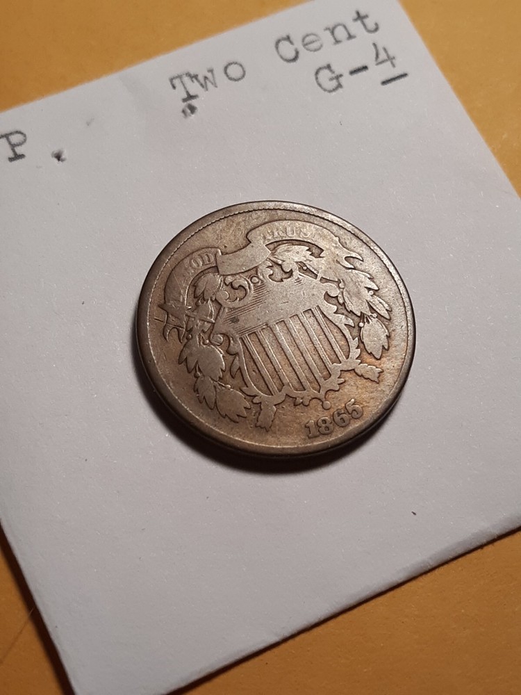 1865 2 Cent Coin Brown