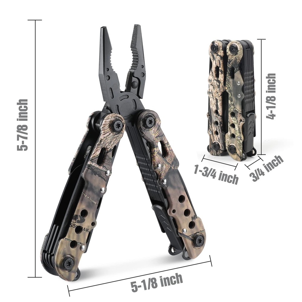 MOSSY OAK 13-in-1 Multi-tool Multi Function Pliers Folding Pocket Tool w/Sheath