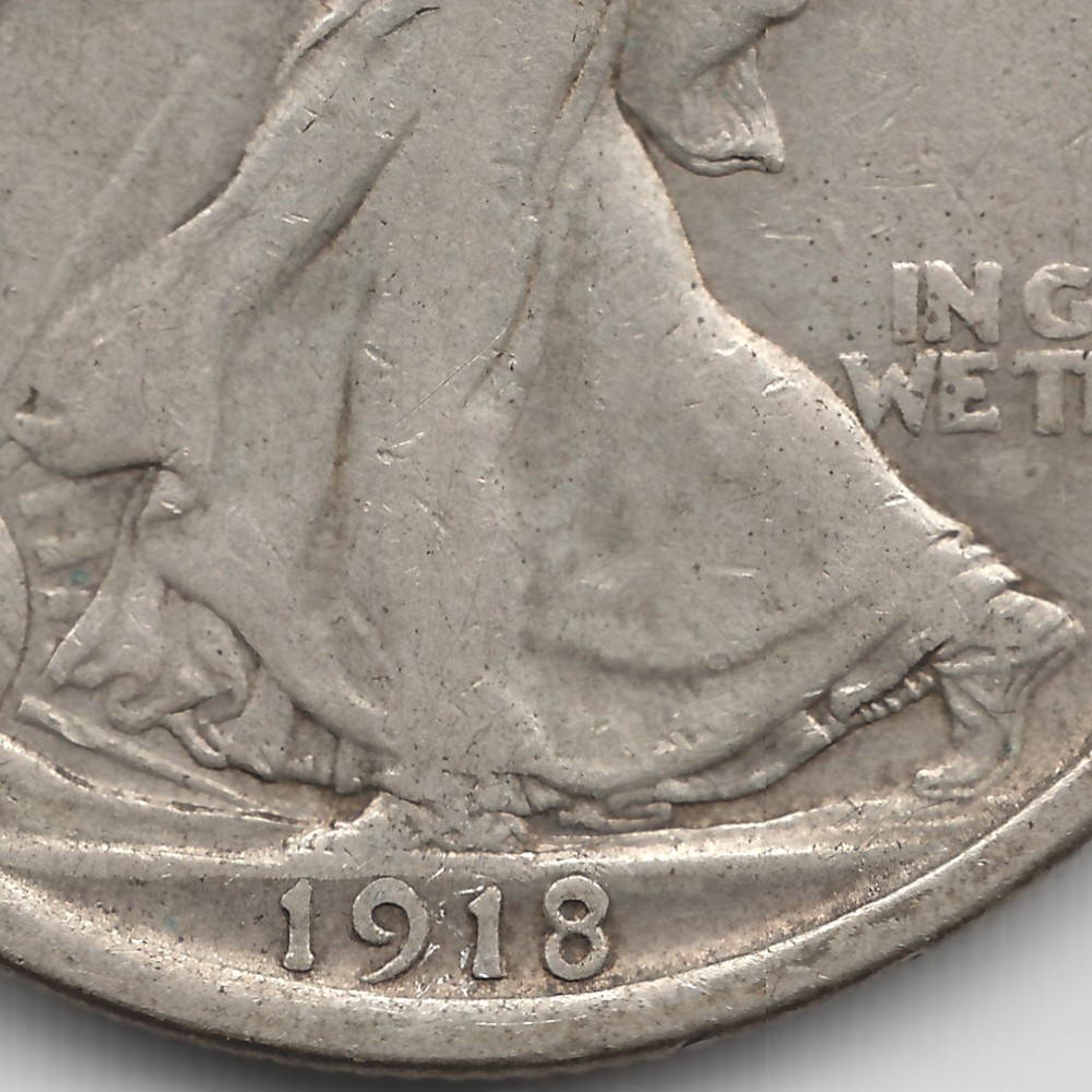 1918 D Walking Liberty Half Dollar, VF