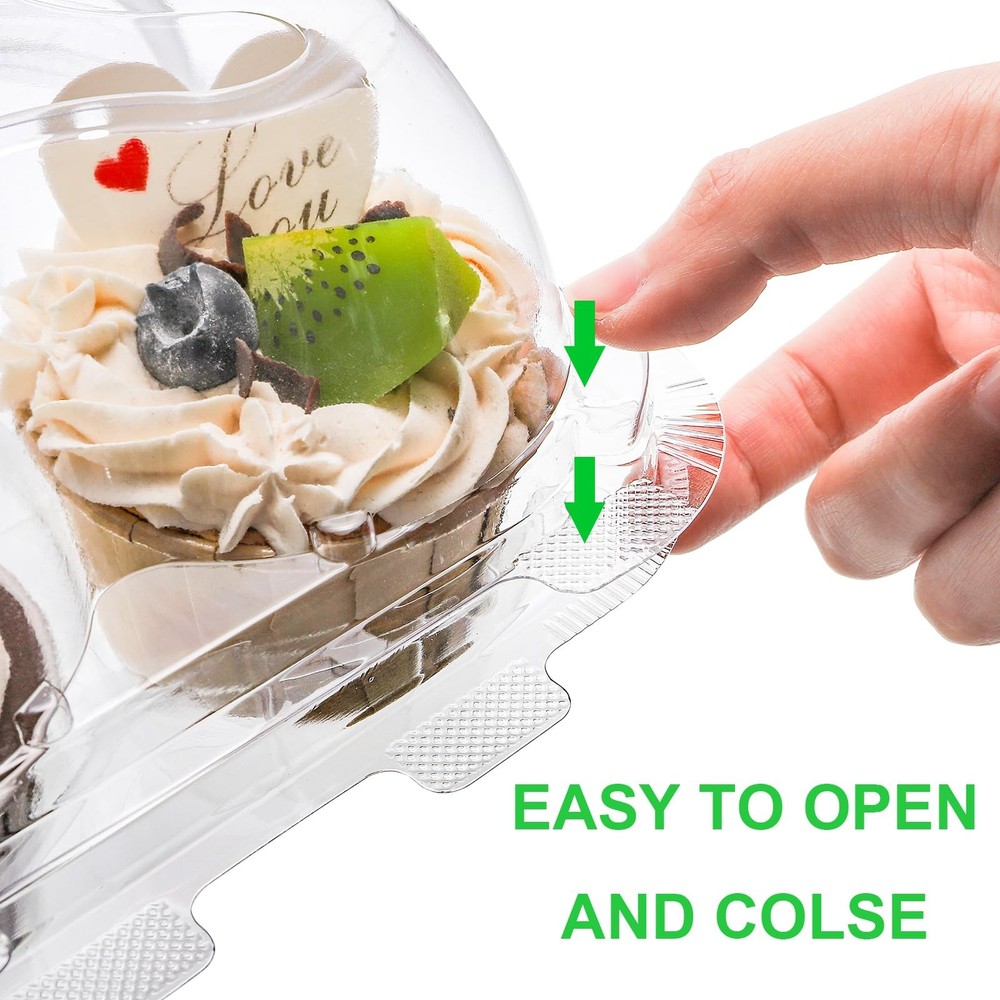60 Count 4-Compartment Plastic Cupcake Containers - Disposable Cupcake Trays ...