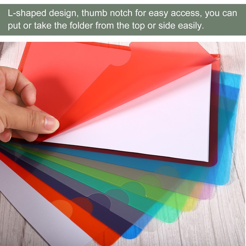 12 Pack L Type Folder, A4 Size Clear Project Pockets Plastic Folders (Orange)