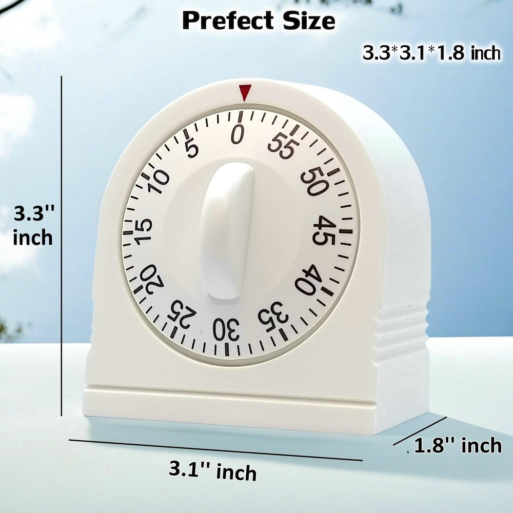 60 Minute Wind up Timer, Visual Mechanical Timer with Loud Alarm, Manual Countdo