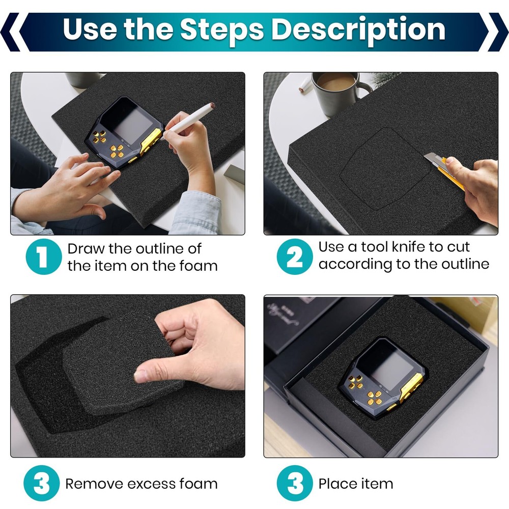 3Pack Polyurethane Foam Sheet 16x12x2 Inch Foam Inserts for Cases Camera Toolbox