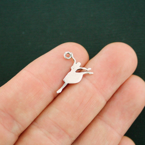 15 Dancer Charms Antique Silver Tone 2 Sided - SC7437