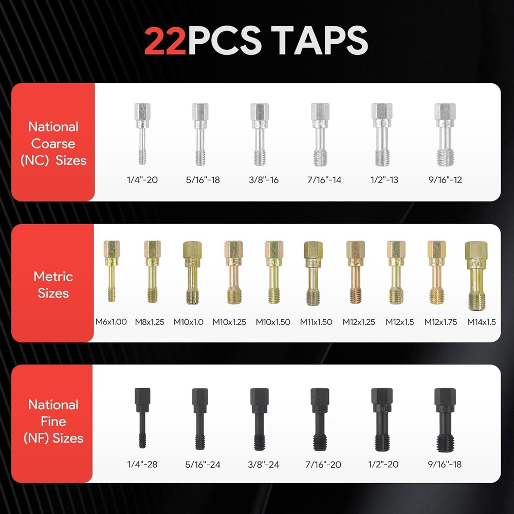 49PCS Thread Repair Chaser Tool UNC UNF Metric Thread Restorer Kit