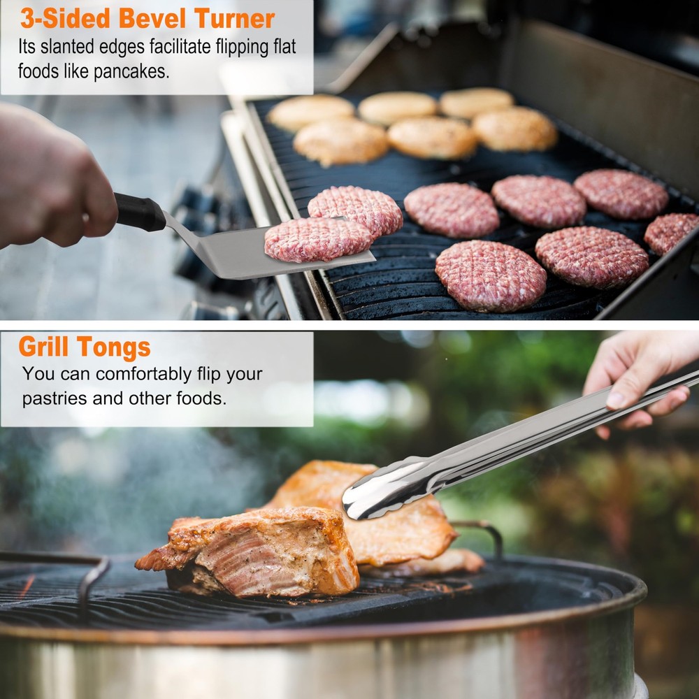 Professional Griddle Accessories Kit Set with Smash Burger Press - Extra Thick