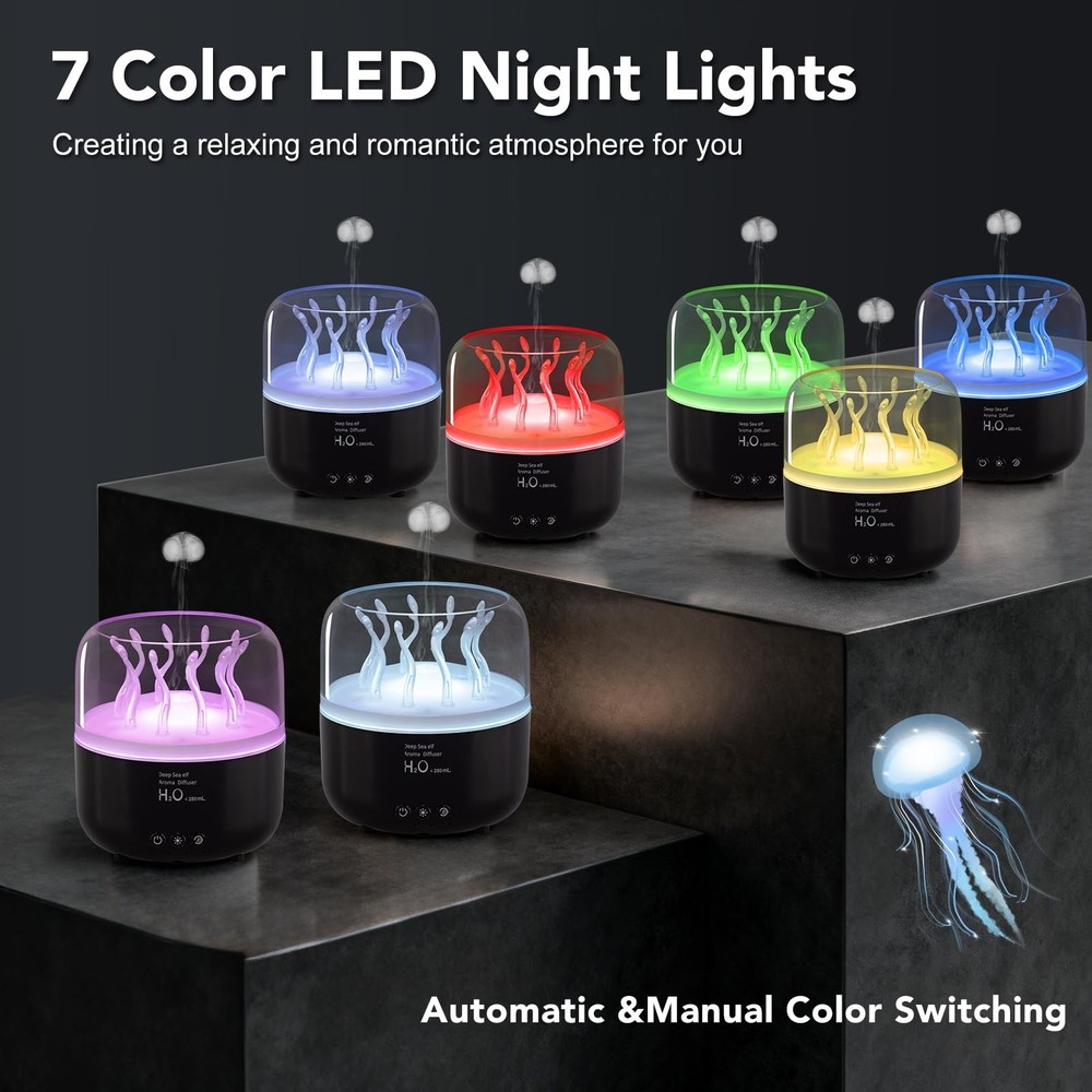 Jellyfish Humidifier Diffuser, 280ml Essential Oil Diffuser with Re... Fast Ship