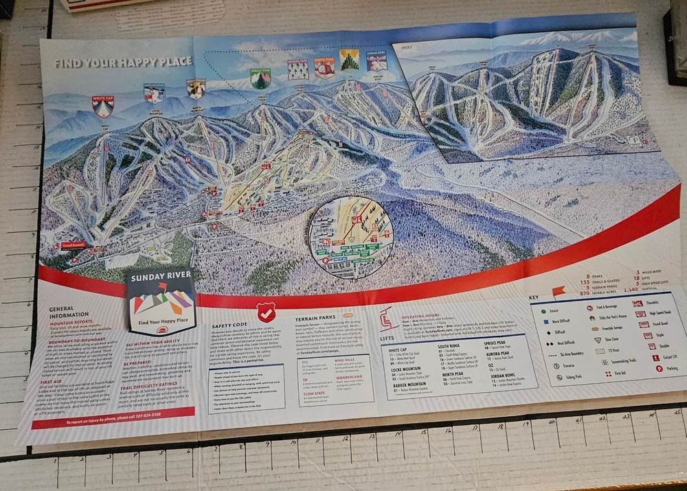 2020/21 SUNDAY RIVER SKI AREA TRAIL MAP. MINT.