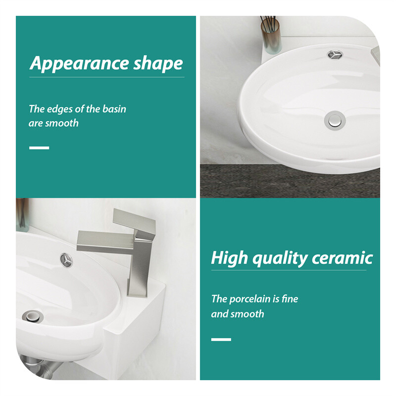 Small Wall Mount Vessel Sink Rectangle Sink White Ceramic Bathroom Sink-Right