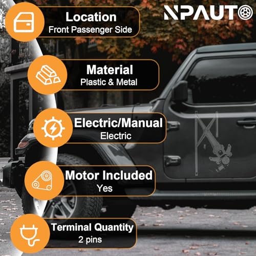 Front Passenger Side Power Window Regulator with Motor Replacement for Honda