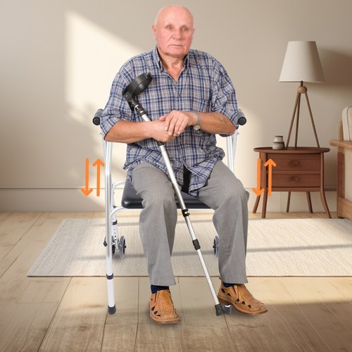 Adjustable Height Walker Folding Walker Floorstanding Foldable Chair 48-58cm