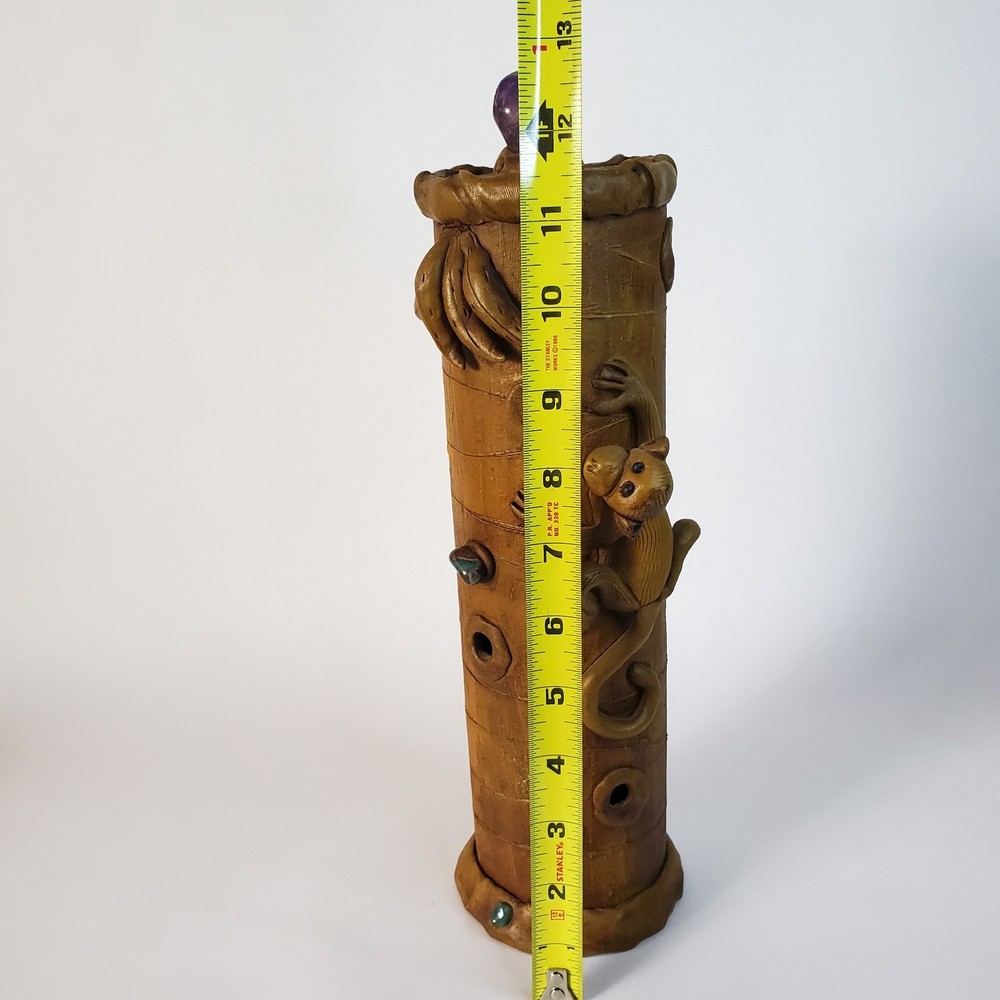 Handmade Monkey on Bamboo Incense Burner