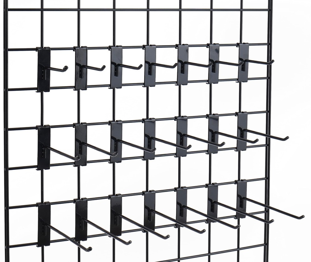 8" Black Gridwall Hooks 32 Pcs with Protective Head for Grid Wall, Heavy Duty...
