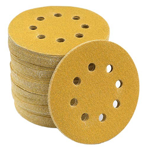 100-Pack Aiyard 5" 8-Hole Hook & Loop Sanding Discs, 100-Grit Orbit Sandpaper