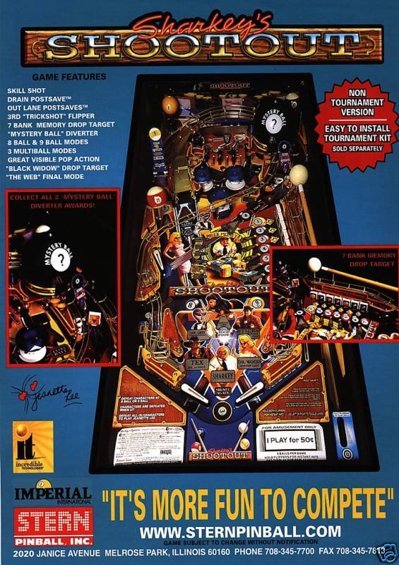 2000 STERN SHARKEY'S SHOOTOUT PINBALL FLYER