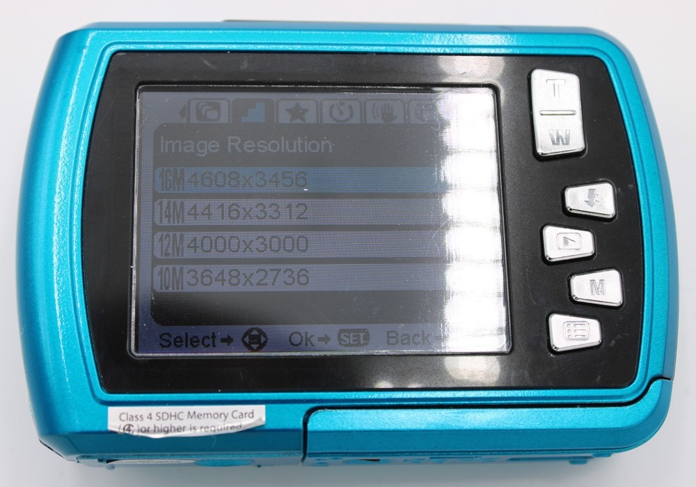 Polaroid Blue Compact Digital Camera ISO48 Waterproof 16MP Portable Handheld