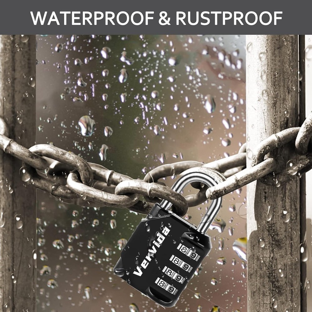 Combination Lock Resettable 4 Digit Padlock with Combination, AIHYTU Waterproof