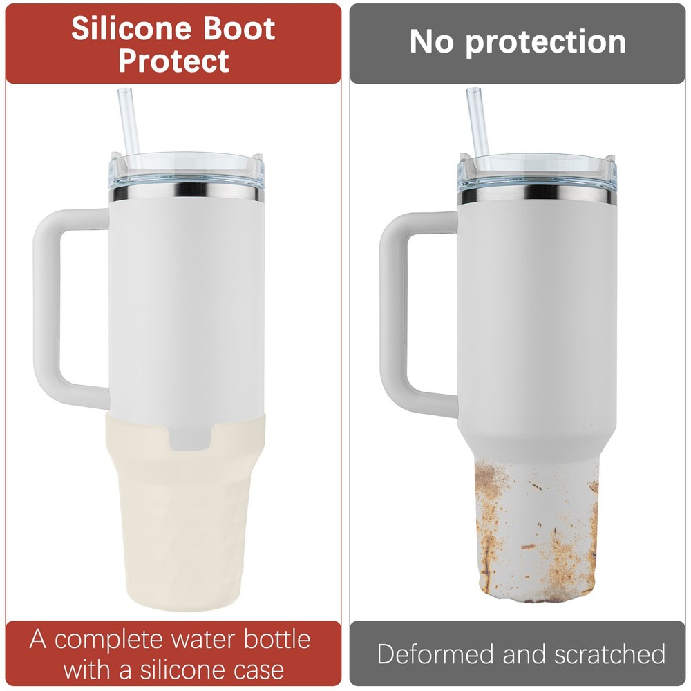 Silicone Water Bottle Boot [1PCS] - Bottom Bumper Protector [White]