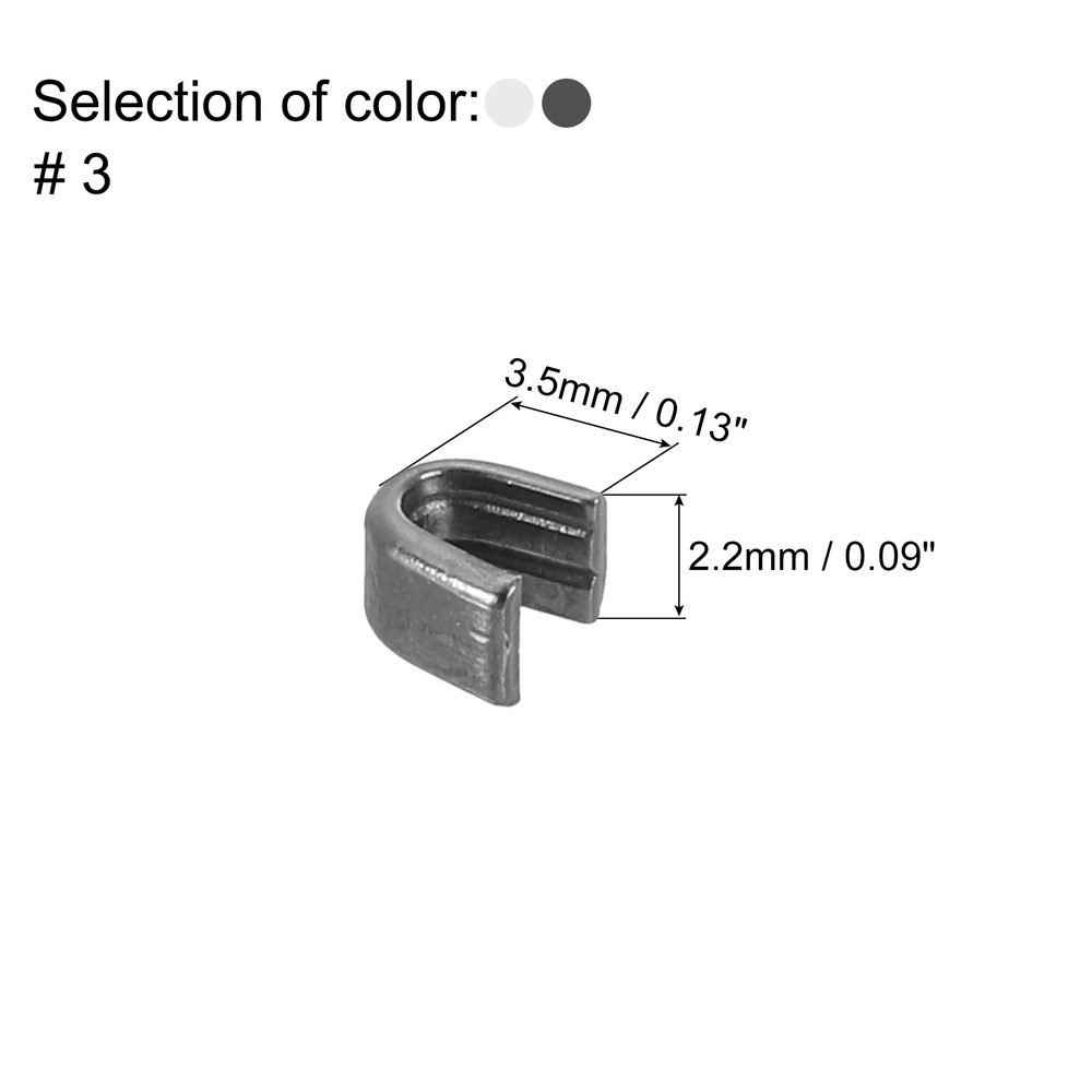80Pcs Zipper Slider Retainers - #3 U Shape Top Stoppers Replacing, Black Silver