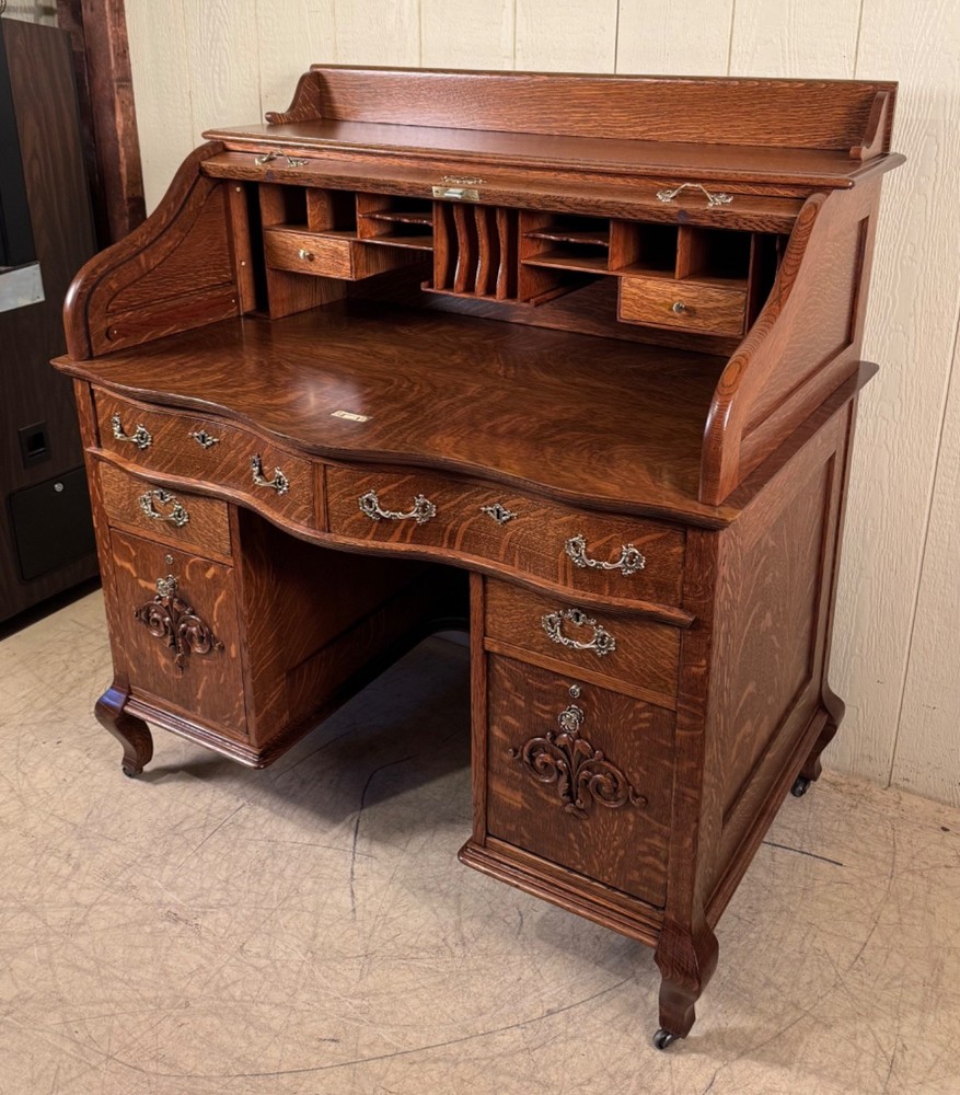 Antique Oak Macey's Roll Top Desk